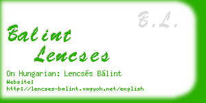 balint lencses business card